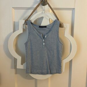 Brandy Melville blue and white striped cropped "Dalis" tank top